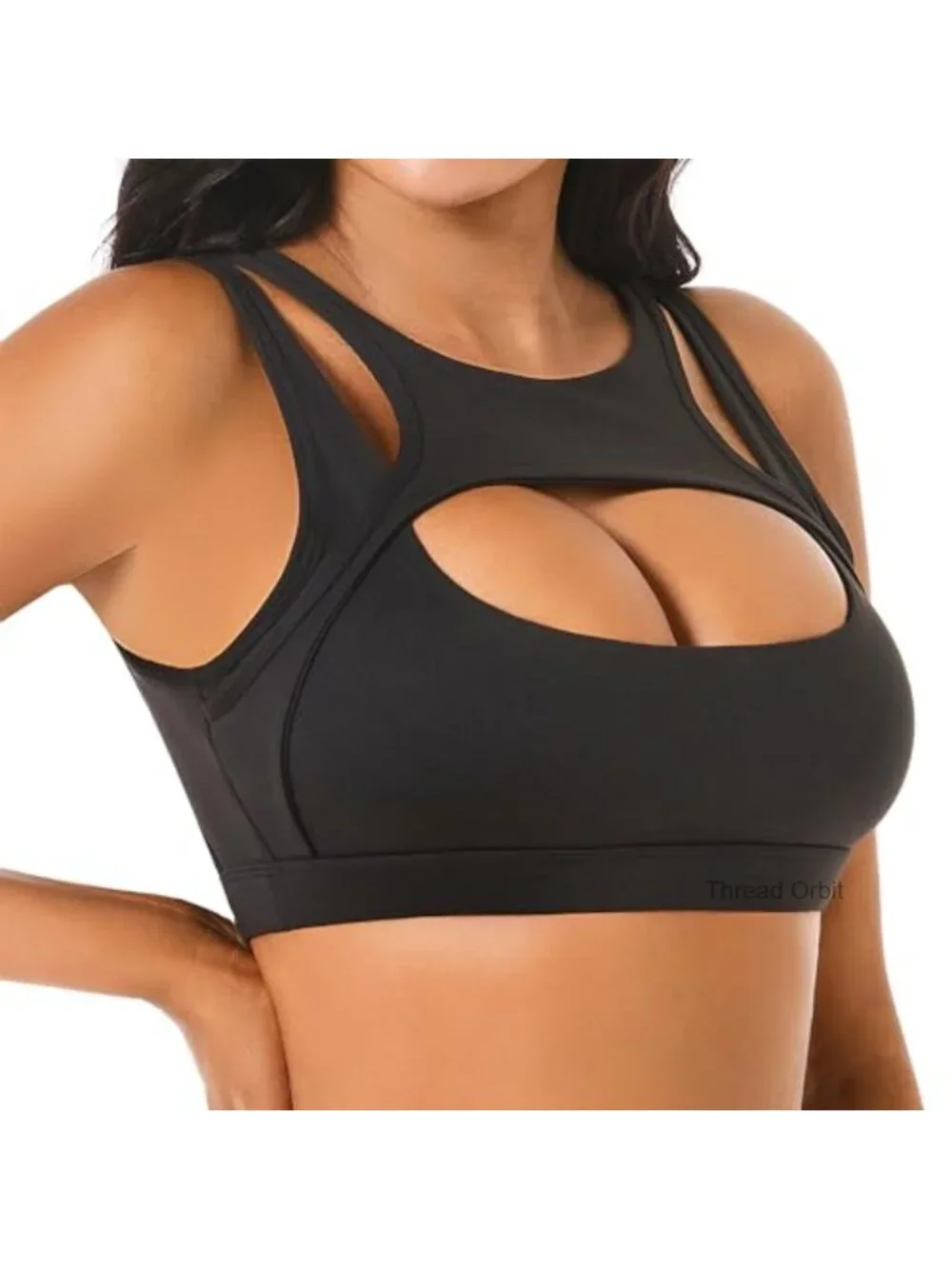 Push Up Sports Bra Women Sexy Cutout Medium Support Removable Cups Yoga